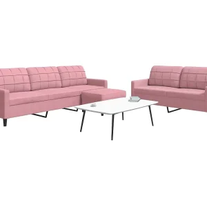 3-delige Loungeset met kussens fluweel roze 3-delige Loungeset met kussens fluweel roze