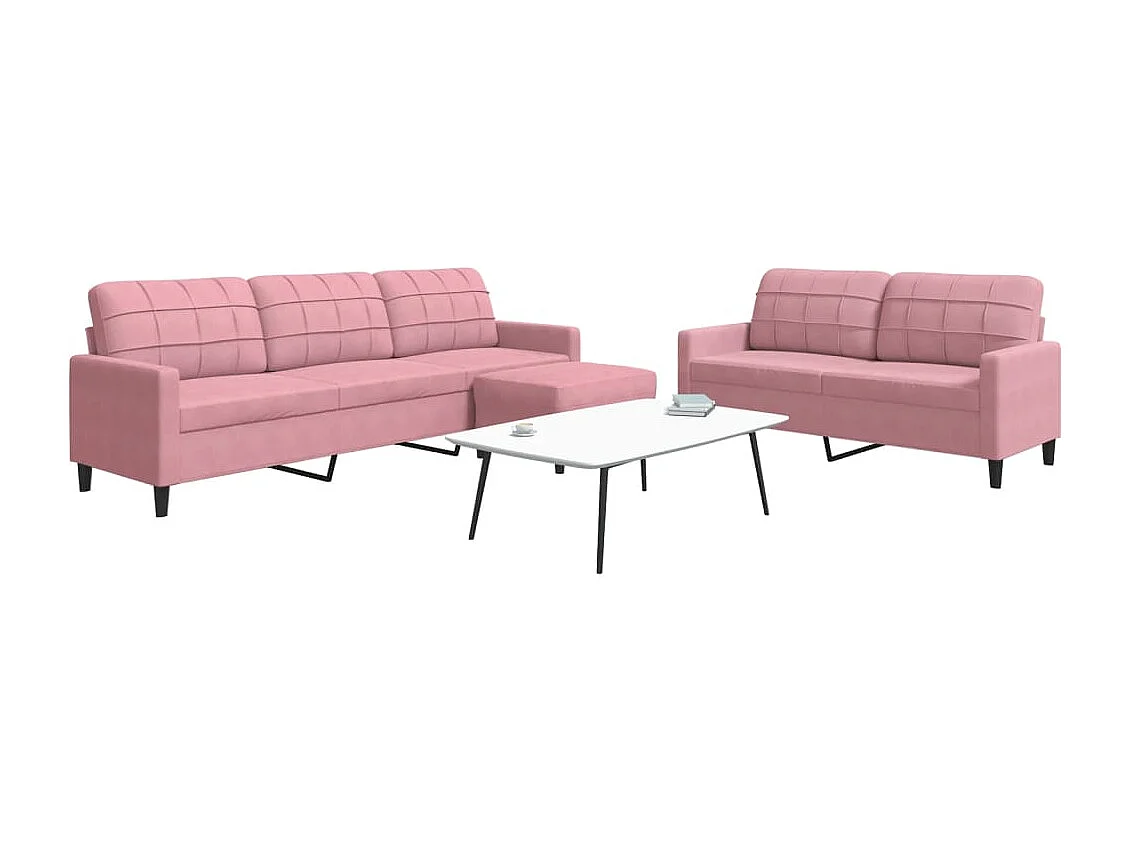 3-delige Loungeset met kussens fluweel roze