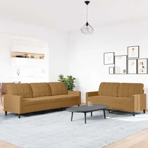 2-delige Loungeset met kussens fluweel bruin 2-delige Loungeset met kussens fluweel bruin