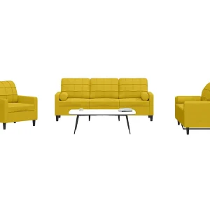 3-delige Loungeset met kussens en bolsters fluweel geel