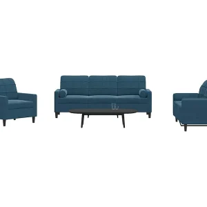 3-delige Loungeset met kussens en bolsters fluweel blauw 3-delige Loungeset met kussens en bolsters fluweel blauw