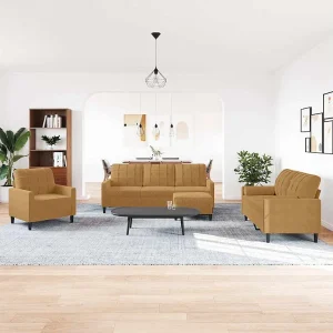 4-delige Loungeset met kussens fluweel bruin 4-delige Loungeset met kussens fluweel bruin