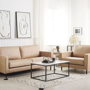 Bankenset SAVALEN Kunstleer Beige 4-zitter