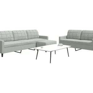3-delige Loungeset met kussens fluweel lichtgrijs 3-delige Loungeset met kussens fluweel lichtgrijs