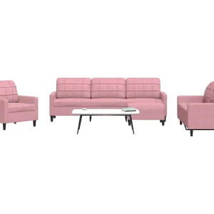 4-delige Loungeset met kussens fluweel roze 4-delige Loungeset met kussens fluweel roze