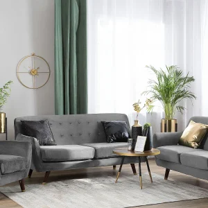 Bankenset BODO Fluweel Grijs 6-zitter Bankenset BODO Fluweel Grijs 6-zitter