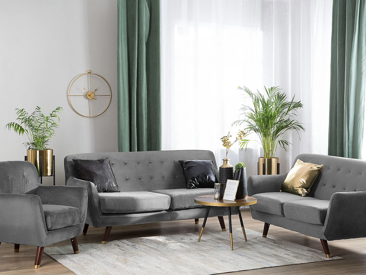 Bankenset BODO Fluweel Grijs 6-zitter