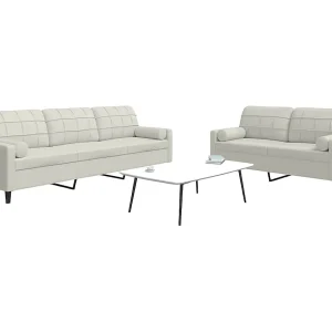2-delige Loungeset met kussens en bolsters fluweel crèmekleurig 2-delige Loungeset met kussens en bolsters fluweel crèmekleurig