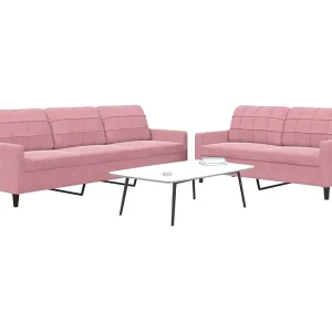 2-delige Loungeset met kussens fluweel roze