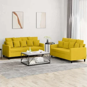 2-delige Loungeset met kussens fluweel geel 2-delige Loungeset met kussens fluweel geel