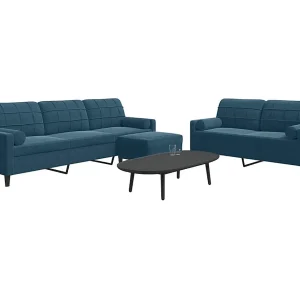 3-delige Loungeset met kussens en bolsters fluweel blauw 3-delige Loungeset met kussens en bolsters fluweel blauw