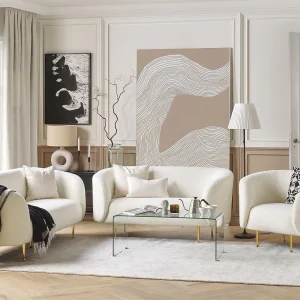 Bankenset LOEN Bouclé Wit 6-zitter