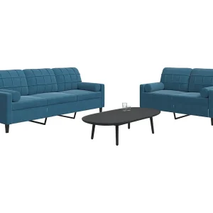 2-delige Loungeset met kussens en bolsters fluweel blauw