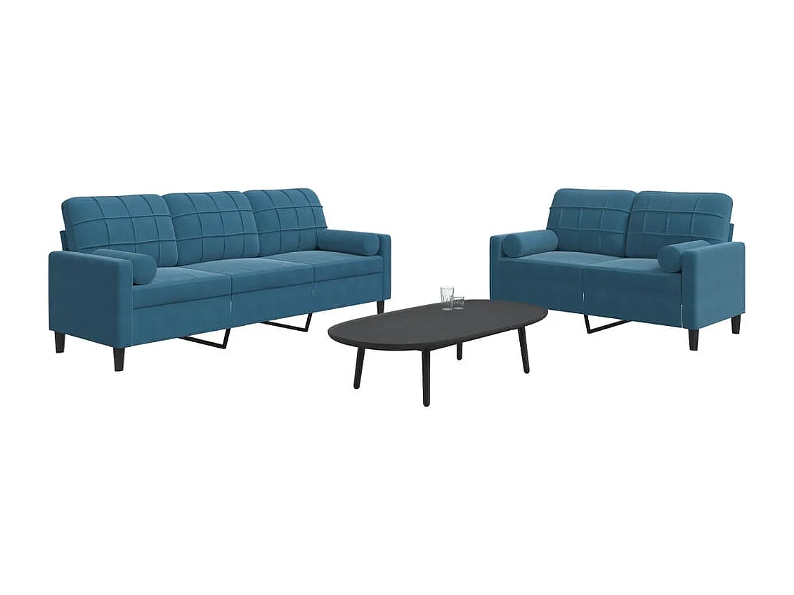 2-delige Loungeset met kussens en bolsters fluweel blauw