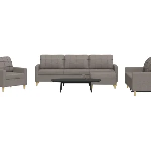 4-delige Loungeset met voetenbank stof taupe