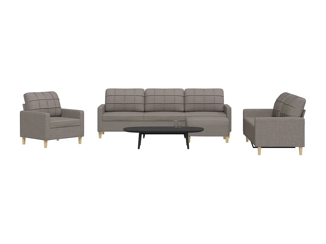 4-delige Loungeset met voetenbank stof taupe