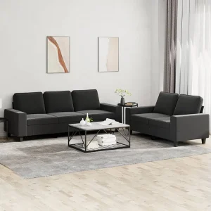 2-delige Loungeset stof zwart 2-delige Loungeset stof zwart