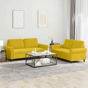 2-delige Loungeset met kussens fluweel geel 2-delige Loungeset met kussens fluweel geel