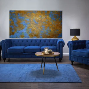 Bankenset CHESTERFIELD Fluweel Marineblauw 4-zitter Bankenset CHESTERFIELD Fluweel Marineblauw 4-zitter