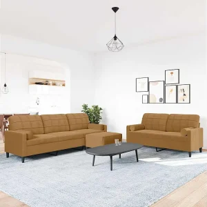 3-delige Loungeset met kussens en bolsters fluweel bruin 3-delige Loungeset met kussens en bolsters fluweel bruin