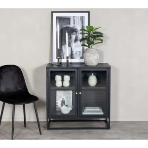 Bakal dressoir 2 glasdeuren, 2 planken, zwart. Bakal dressoir 2 glasdeuren, 2 planken, zwart.