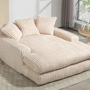 2-zits corduroy bank – dubbellaags & ultra-lage zitting – met 3 kussens – ideaal voor de woonkamer – 125x155x63cm 2-zits corduroy bank – dubbellaags & ultra-lage zitting – met 3 kussens – ideaal voor de woonkamer – 125x155x63cm