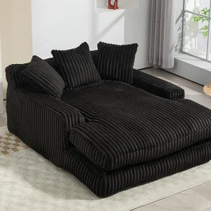 2-zits corduroy bank – dubbellaags & ultra-lage zitting – met 3 kussens – ideaal voor de woonkamer – 125x155x63cm 2-zits corduroy bank – dubbellaags & ultra-lage zitting – met 3 kussens – ideaal voor de woonkamer – 125x155x63cm