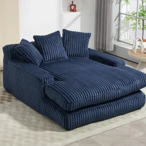 2-zits corduroy bank – dubbellaags & ultra-lage zitting – met 3 kussens – ideaal voor de woonkamer – 125x155x63cm 2-zits corduroy bank – dubbellaags & ultra-lage zitting – met 3 kussens – ideaal voor de woonkamer – 125x155x63cm