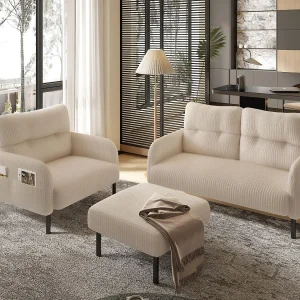 3-delige fluwelen set – 2-zits en 3-zits bank + voetenbank – kussens inbegrepen – zijzakken – ideaal voor woonkamer, kantoor en slaapkamer 3-delige fluwelen set – 2-zits en 3-zits bank + voetenbank – kussens inbegrepen – zijzakken – ideaal voor woonkamer, kantoor en slaapkamer
