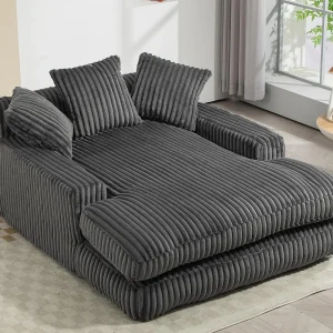 2-zits corduroy bank – dubbellaags & ultra-lage zitting – met 3 kussens – ideaal voor de woonkamer – 125x155x63cm 2-zits corduroy bank – dubbellaags & ultra-lage zitting – met 3 kussens – ideaal voor de woonkamer – 125x155x63cm