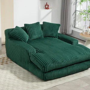 2-zits corduroy bank – dubbellaags & ultra-lage zitting – met 3 kussens – ideaal voor de woonkamer – 125x155x63cm 2-zits corduroy bank – dubbellaags & ultra-lage zitting – met 3 kussens – ideaal voor de woonkamer – 125x155x63cm