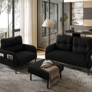 3-delige fluwelen set – 2-zits en 3-zits bank + voetenbank – kussens inbegrepen – zijzakken – ideaal voor woonkamer, kantoor en slaapkamer 3-delige fluwelen set – 2-zits en 3-zits bank + voetenbank – kussens inbegrepen – zijzakken – ideaal voor woonkamer, kantoor en slaapkamer