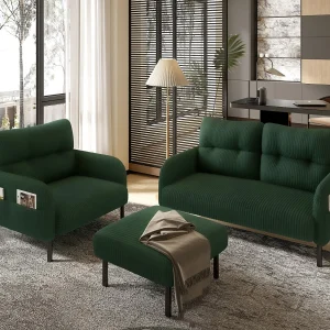 3-delige fluwelen set – 2-zits en 3-zits bank + voetenbank – kussens inbegrepen – zijzakken – ideaal voor woonkamer, kantoor en slaapkamer 3-delige fluwelen set – 2-zits en 3-zits bank + voetenbank – kussens inbegrepen – zijzakken – ideaal voor woonkamer, kantoor en slaapkamer