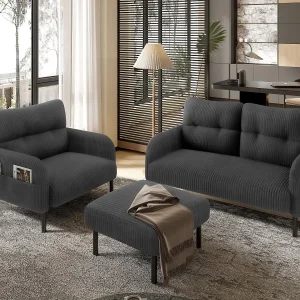 3-delige fluwelen set – 2-zits en 3-zits bank + voetenbank – kussens inbegrepen – zijzakken – ideaal voor woonkamer, kantoor en slaapkamer 3-delige fluwelen set – 2-zits en 3-zits bank + voetenbank – kussens inbegrepen – zijzakken – ideaal voor woonkamer, kantoor en slaapkamer
