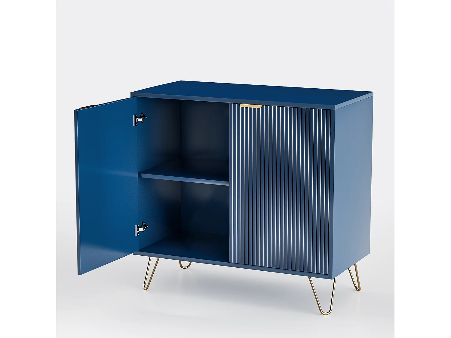 2-deurs ladekast en plank, dressoir, keukenkast, 80 x 40 x 78 cm, blauw