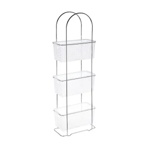 3-laags metalen opbergplank met geïntegreerde manden 84cm Zilver 3-laags metalen opbergplank met geïntegreerde manden 84cm Zilver