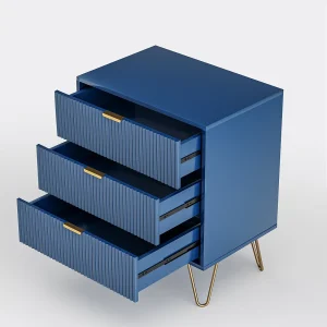 3-ladenkast, nachtkastje, dressoir, 60 x 40 x 70 cm, blauw 3-ladenkast, nachtkastje, dressoir, 60 x 40 x 70 cm, blauw