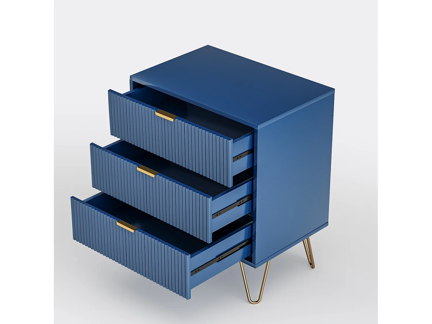 3-ladenkast, nachtkastje, dressoir, 60 x 40 x 70 cm, blauw