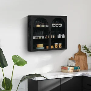 70cm glazen wandkast met twee deuren, geschikt voor entree, woonkamer, badkamer, geweven patroon, zwart 70cm glazen wandkast met twee deuren, geschikt voor entree, woonkamer, badkamer, geweven patroon, zwart