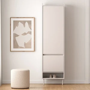 2-deurs kledingkast met kledingroede en legplank – greige – 54 cm – Dioce 2-deurs kledingkast met kledingroede en legplank – greige – 54 cm – Dioce