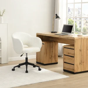 Bureaustoel in witte bouclé stof – ACACILIO Bureaustoel in witte bouclé stof – ACACILIO