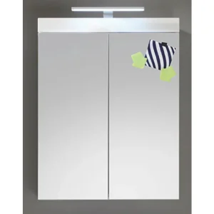 Glanzend witte 2-deurs spiegelkast met spiegel Kelia 60 cm Glanzend witte 2-deurs spiegelkast met spiegel Kelia 60 cm