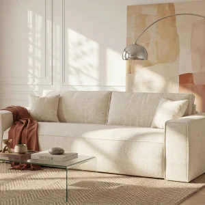 Vierzitsslaapbank express in beige stof – Slaapoppervlak 160 cm AMELIA Vierzitsslaapbank express in beige stof – Slaapoppervlak 160 cm AMELIA