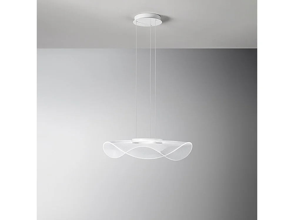 45W LED-hanglamp in transparant acryl, modern design, diameter 70 cm, 2290lm, warm licht 3000K, in hoogte verstelbaar tot 150 cm - Perenz