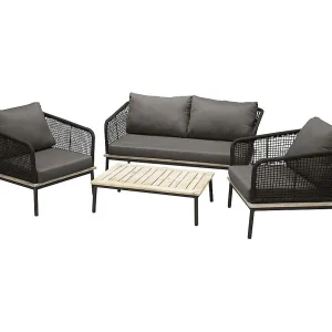 Andorra loungeset 4 delen zwart,naturel.