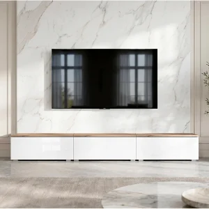 AX LIVING Barvo 3×100 TV-meubel Lowboard Bruin/Wit Hoogglans Staand AX LIVING Barvo 3×100 TV-meubel Lowboard Bruin/Wit Hoogglans Staand