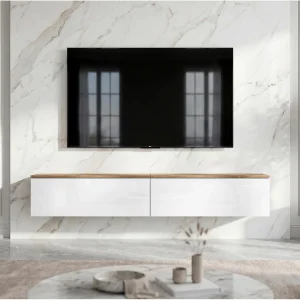 AX LIVING Barvo 2×100 TV-meubel Lowboard Bruin/Wit Hoogglans Hangend AX LIVING Barvo 2×100 TV-meubel Lowboard Bruin/Wit Hoogglans Hangend