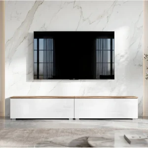 AX LIVING Barvo 2×100 TV-meubel Lowboard Bruin/Wit Hoogglans Staand AX LIVING Barvo 2×100 TV-meubel Lowboard Bruin/Wit Hoogglans Staand