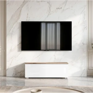 AX LIVING Barvo 100 cm TV-meubel Lowboard Bruin / Wit Hoogglans Staand AX LIVING Barvo 100 cm TV-meubel Lowboard Bruin / Wit Hoogglans Staand