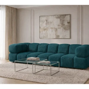 4-zitsbank, gestructureerde premiumstof Sonic, Azuurblauw, Averro